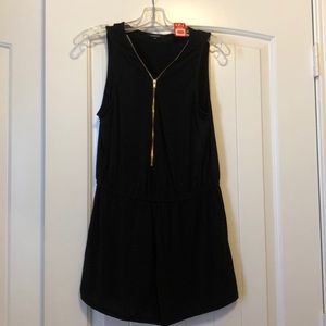 Black Romper with gold zipper